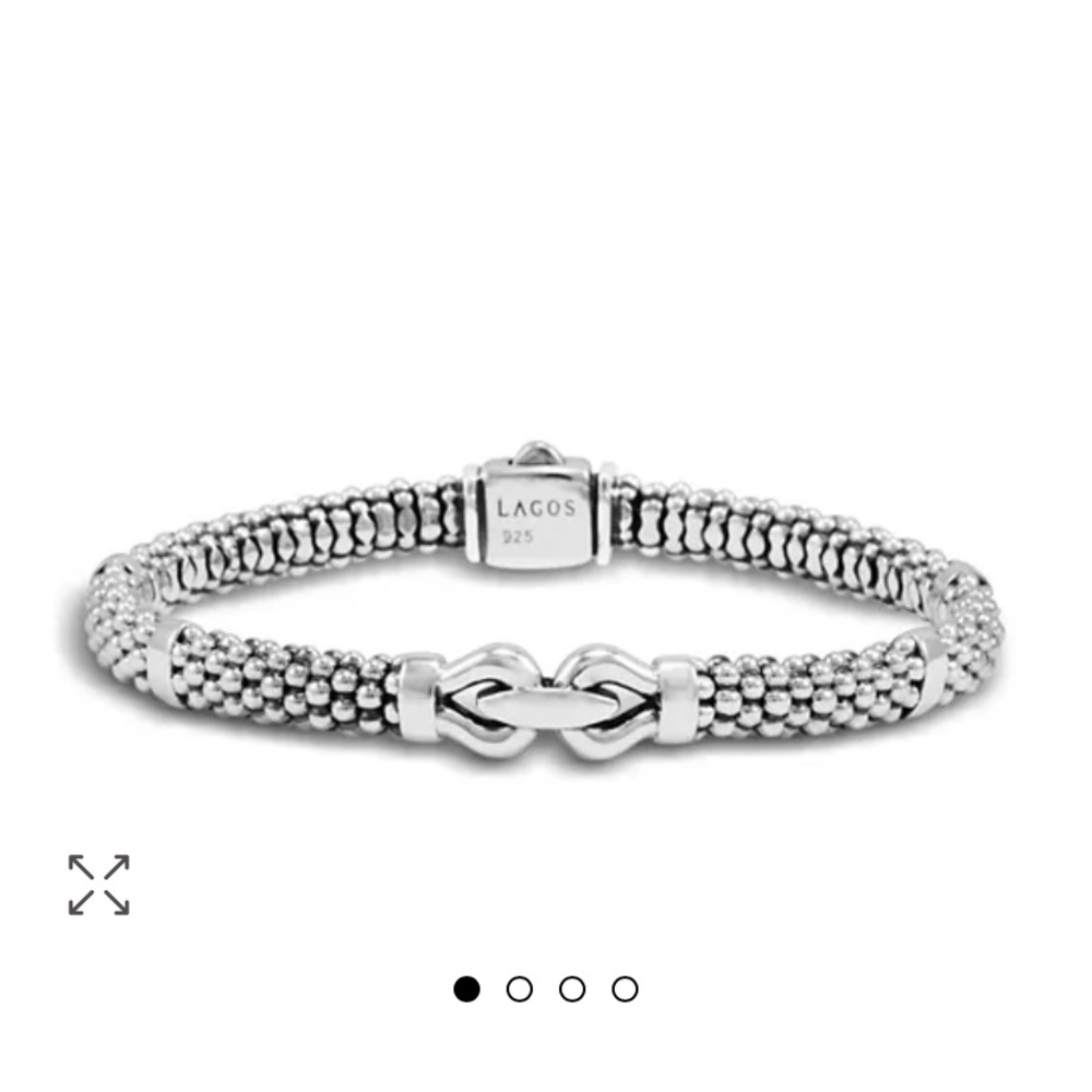 Small Buckle Sterling Silver Caviar Bracelet